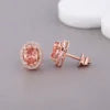 IGI Certified Oval Pink Lab Grown Diamond Halo Stud Earrings 18K White / Yellow / Rose Gold Diamond Halo Earrings