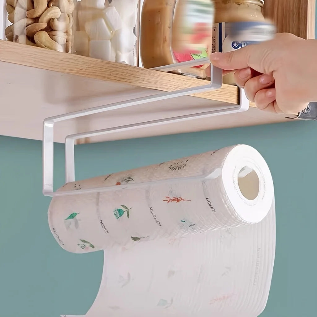 Wall Mount Kitchen Organizer Holds Plastic Wrap Dishcloth Aluminum Foil Dispenser Includes Paper Towel Holder