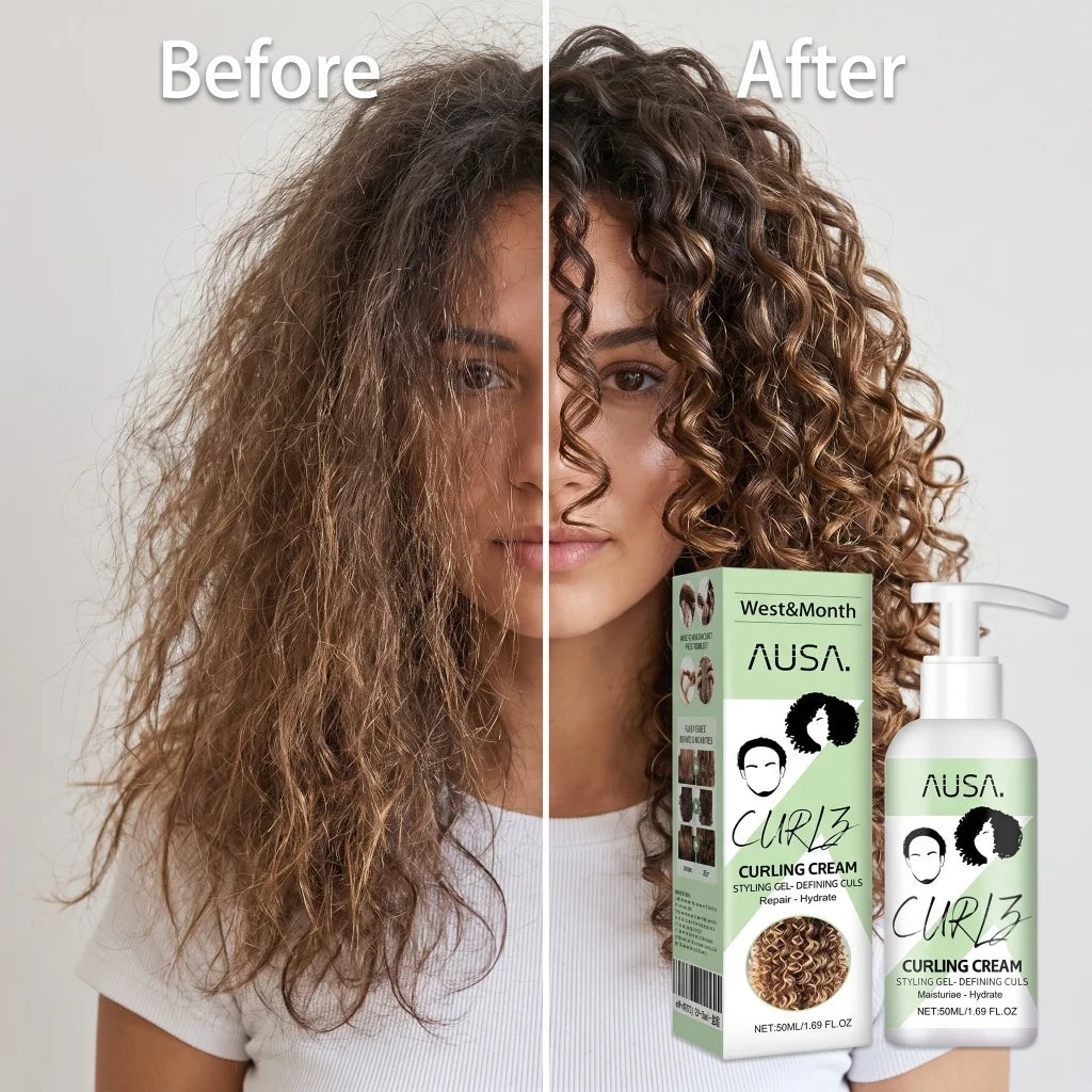 Curling Cream Curl Defining Styling Lotion Moisturizes Repairs Dry Hair Tames Frizzy Waves Daily Portable Curly Hair Styling 50m
