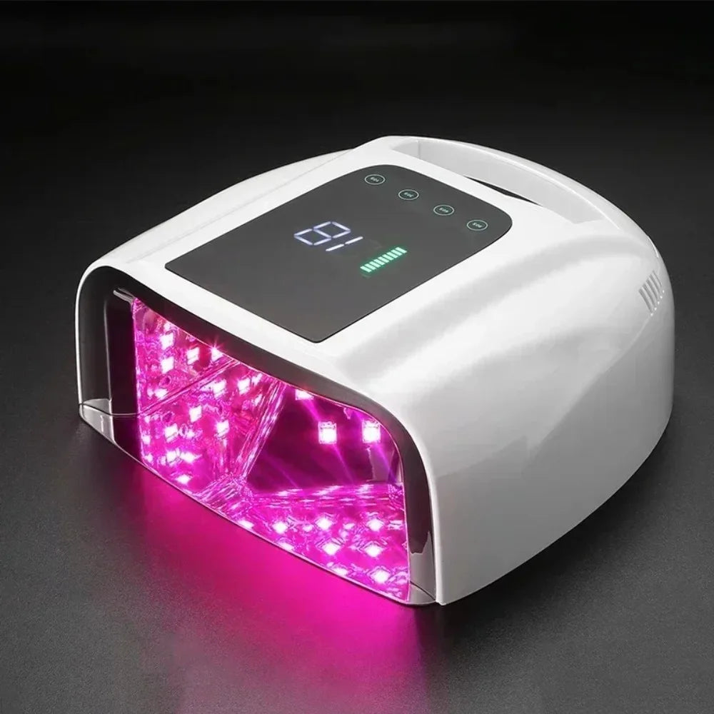 Dual Light Source Rechargeable Nail Lamp with Mirror Bottom Cordless Gel Polish Dryer Pedicure Machine Wireless Nail UV LED Lamp