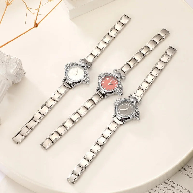 Irregular alloy case Arabic numeral classic dial Stars-shaped diamond-encrusted fashion Stainless Steel Bracelet ladies watch