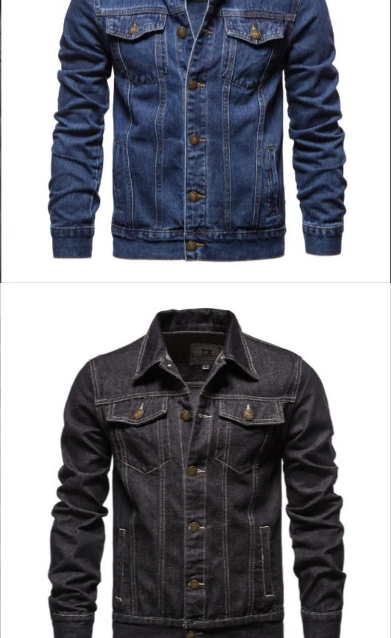 New Spring-autumn-winter Men's Denim Jacket, Japanese-style Casual, Youthful and Trendy Workwear Denim Coat, Men's Clothing