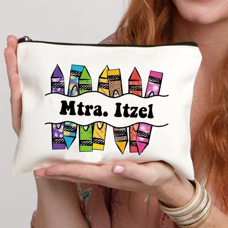 Teacher Name Custom Makeup Bag Best Graduation Gift for Teachers Pencil Case Back To School Gift for Teacher Women Purse