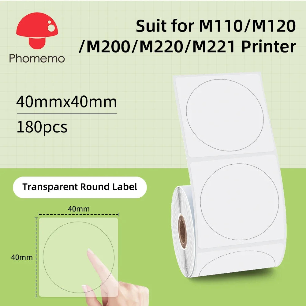 Label Sticker for Phomemo M110 M220 M221 M120 Mini Portable Printer 20-50mm Thermal Label Printer Stickers Pocket Labeling Maker