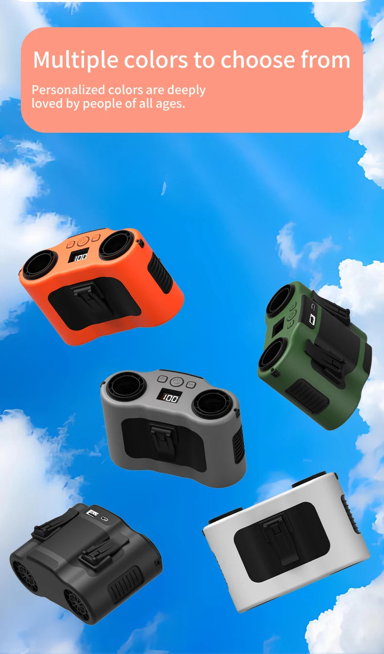 Portable Waist Clip Fan Mini USB Charging Hanging Fan with LED Flashlight Outdoor Single/dual Air Outlet Fan 20000/10000Mah F6/7
