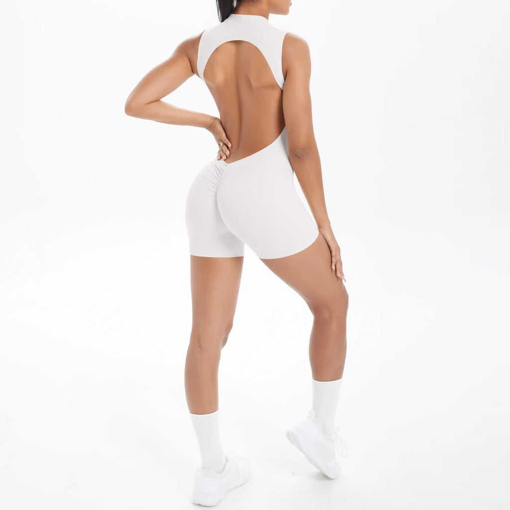 Sleeveless Backless Hollow Yoga Jumpsuit for Woman Solid Color Bodysuits Lifting Sports Push Up Sleeveles Workout Bodysuits