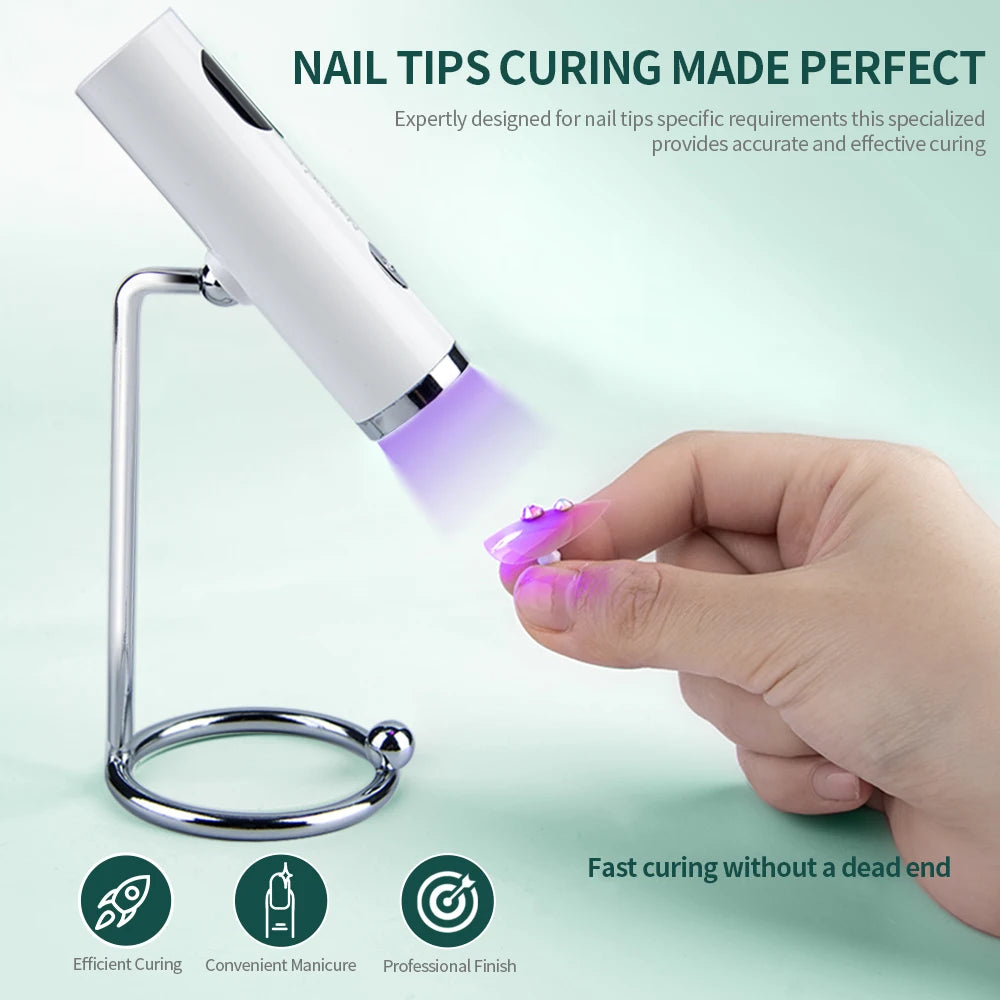 Nailpop Mini UV Nail Lamp for Polygel Nails Battery-Powered with Silicone Stamper Portable Handheld Curing Glue Gel Nail Dryer