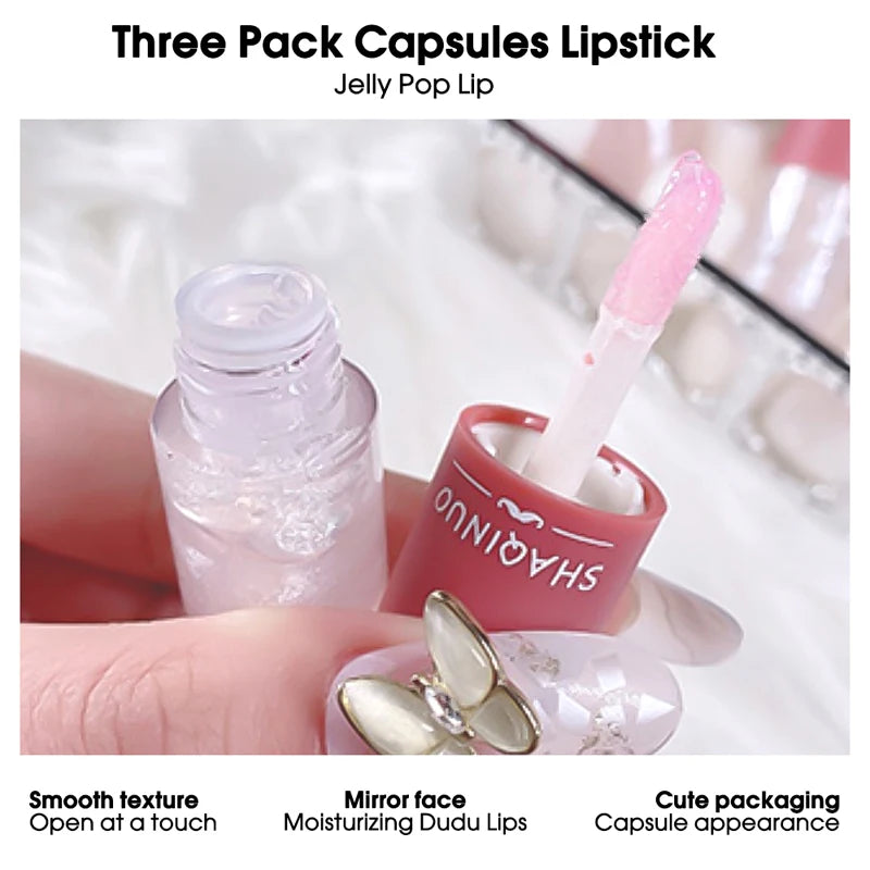 Shuiguang capsule lip honey kit moisturizes and moisturizes the mirror surface sparkling colorless transparent glass lip oil