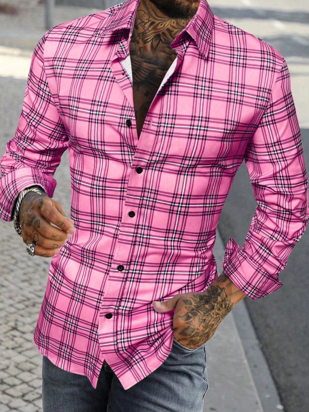 Men's long-sleeved Shirts Casual Shirts Plaid multi-color Pattern Shirts Retro Shirts Autumn And Summer long-sleeved Shirts