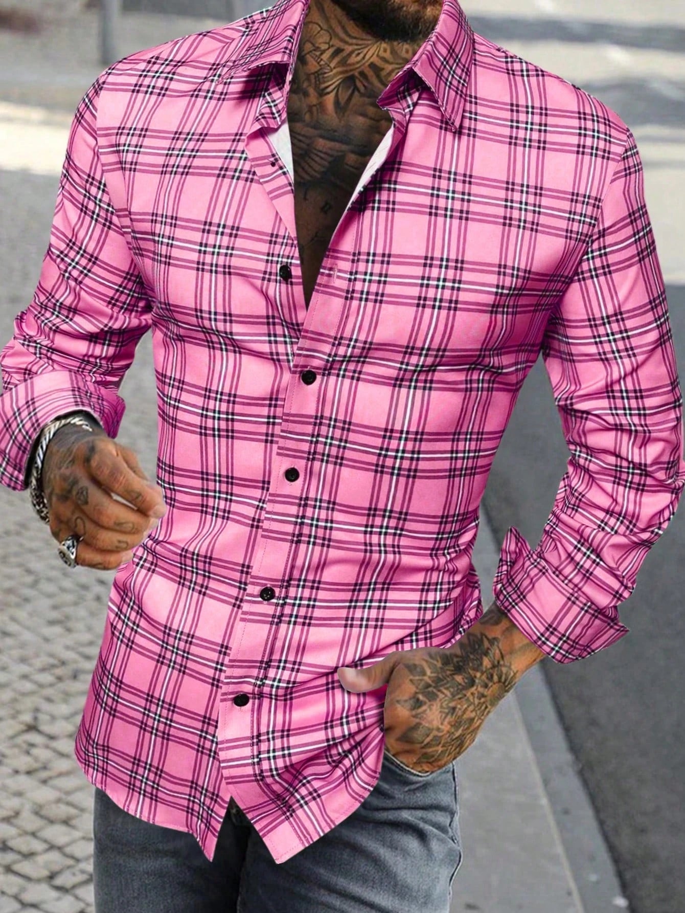 Men's long-sleeved Shirts Casual Shirts Plaid multi-color Pattern Shirts Retro Shirts Autumn And Summer long-sleeved Shirts