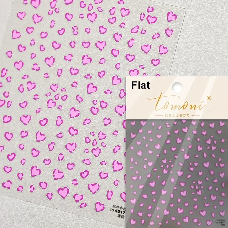 5D Gradient Love Gem Glitter Love Heart Colorful Cat's Eye Rhinestone Soft Self Adhesive Nail Art Stickers Shiny Manicure Decals