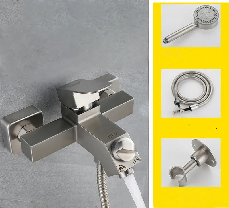 Bathroom Shower Faucet  Wall Mounted 304 SUS Shower Faucet Set Brushed Finished Styel New