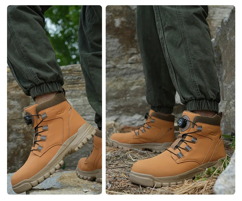 Size 47 48 Winter Work Safety Boots Men Steel Toe Work Shoes Rotating Button Waterproof Protective Men Safety Shoes Footwear