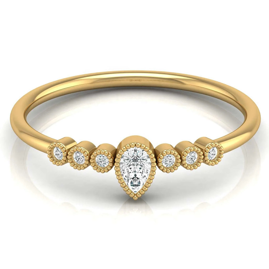 10K 14K 18K Solid Gold Pear Lab Grown Diamond Solitaire Ring Bulk Wholesale Jewelry Loose Round Diamond Wedding Ring For Women