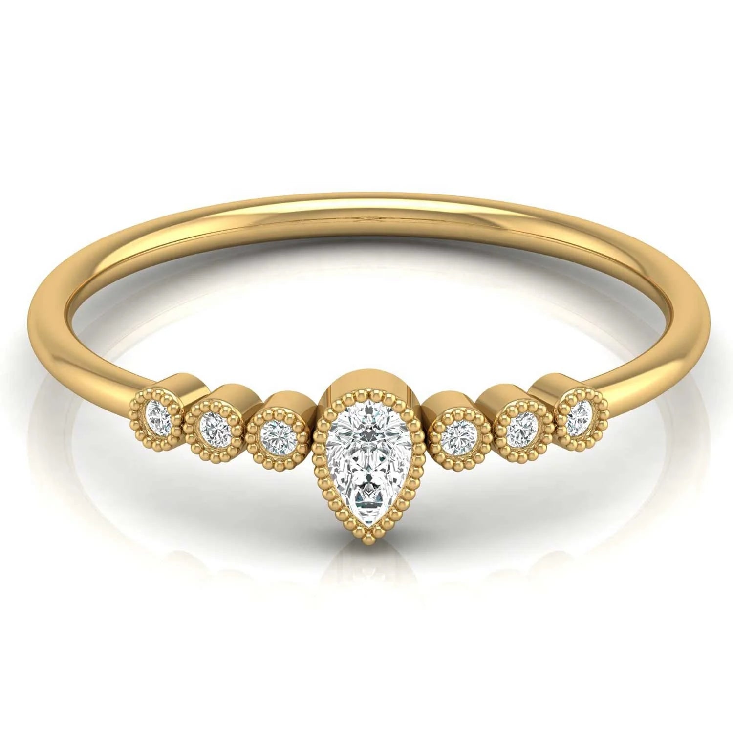 10K 14K 18K Solid Gold Pear Lab Grown Diamond Solitaire Ring Bulk Wholesale Jewelry Loose Round Diamond Wedding Ring For Women