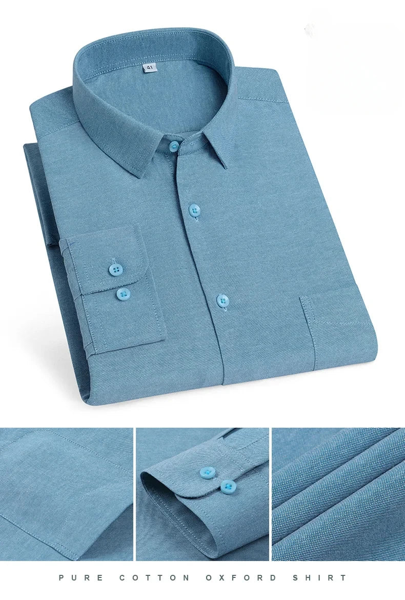 New in shirt over size long-sleeve shirts for men slim fit formal plain shirt soft comfortable striped plaid office full clothes
