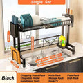 Kitchen Storage Shelf Above The Sink Stretchable Bowl Draining Rack Multifunctional Dish Knife Spoon Sink Rack Set Organizer