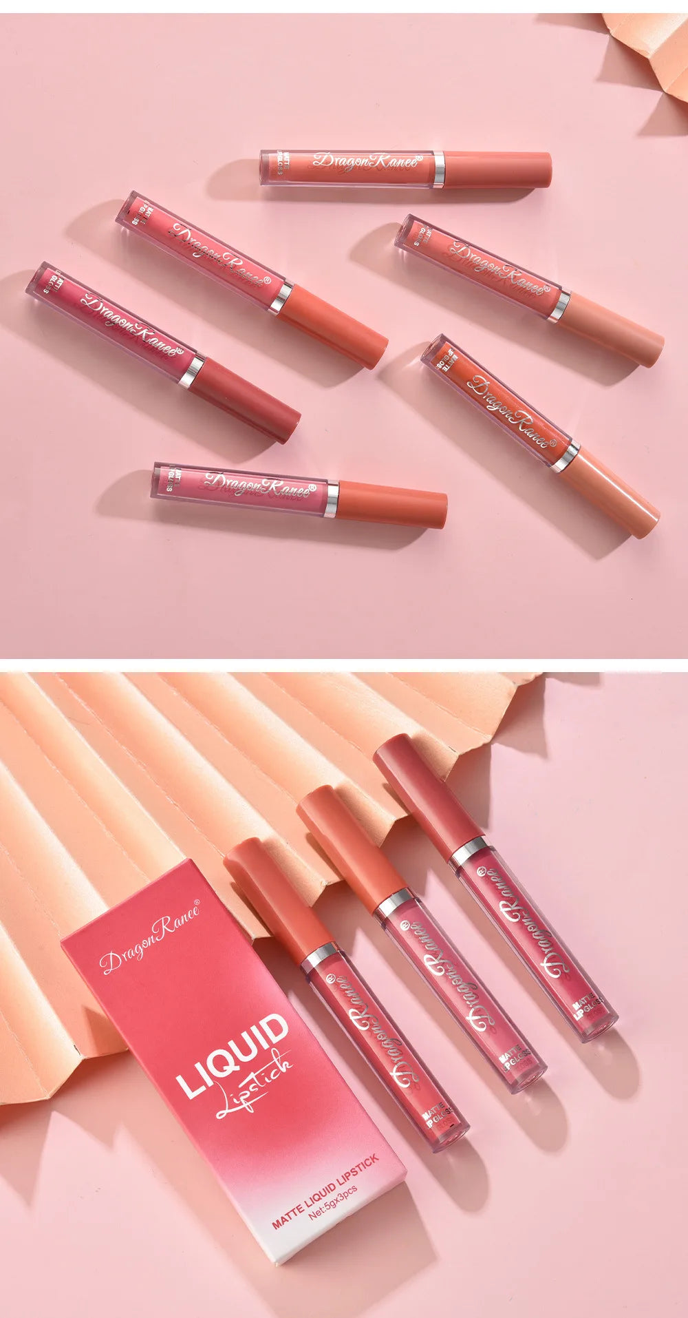 3PCS/Sets Velvet Matte Lip Gloss Lasting Waterproof Nude Sexy Red Liquid Lipstick Moisturizing Lip Stain Tint Cosmetic For Women