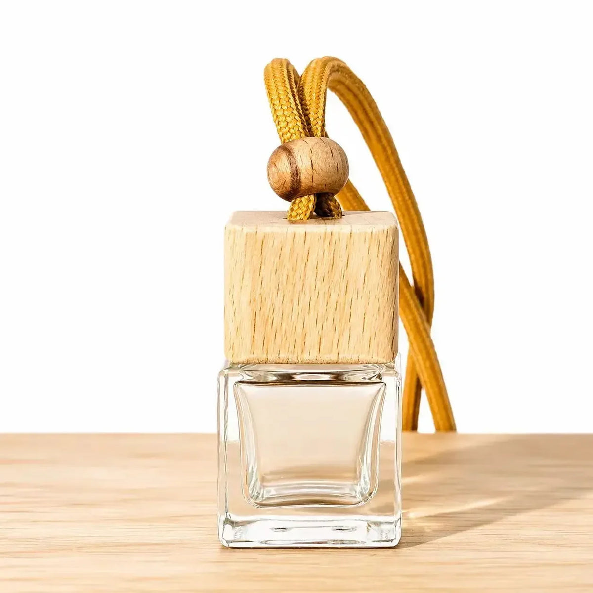 Car Air Freshener Pendant Perfume Glass Bottle With Wooden Caps Refillable Car Essential Oil Diffuser Bottle
