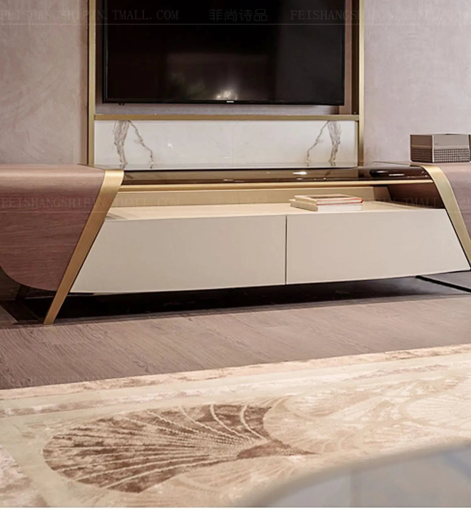 Light luxury Hong Kong-style postmodern floor cabinet Italian minimalist living room audio and video cabinet