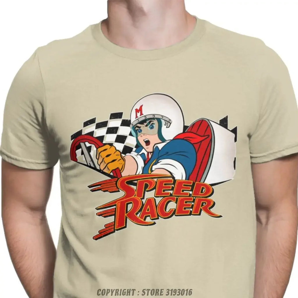 Speed Racer Meteoro Men's Tshirts Cool Christmas Crew Neck T Shirt Cotton Camisas Hombre Harajuku Aesthetic Printed Tshirt Men