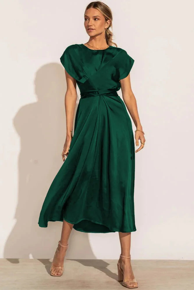 High Quality Spot Wholesale Fashion Summer Women Clothing High-end Satin Binding Elegant Drape Light Evening Dress Vestidos Y2k