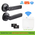 Tuya App Bluetooth Smart Fingerprint Door Lock Password Mechanical Key NFC Unlocking For Wooden Door Handle Lock IP65 Rainproof