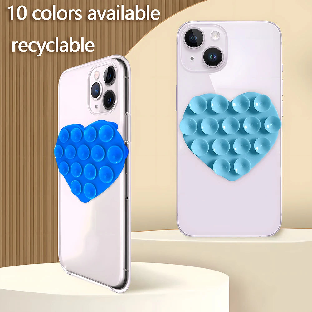 Double Sided Heart Shaped Silicone Suction Cup Phone Sticker Self Adhesive Anti Slip Suction Phone Support Bracket Suction Cup