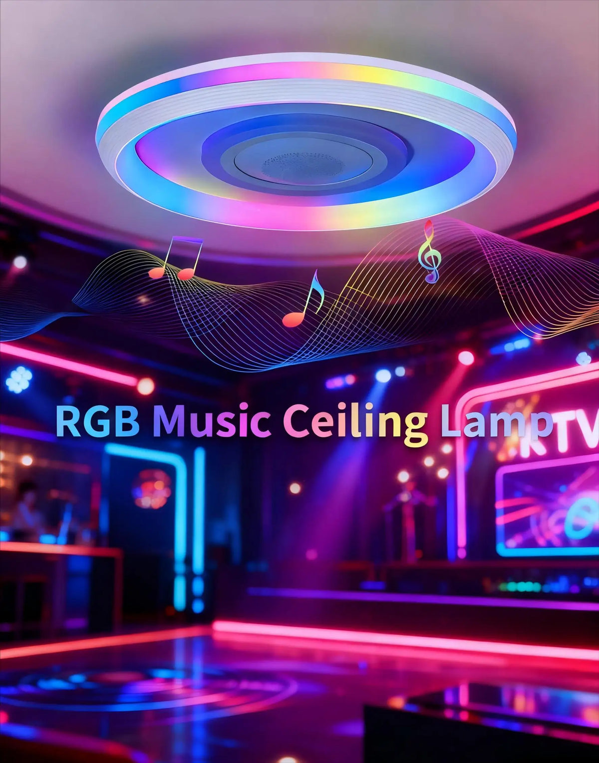 TUYA Music Ceiling Light With Speaker Remote Control APP Dimming Smart RGB LED Lamps Backlight Design Bedroom Living Room Decor