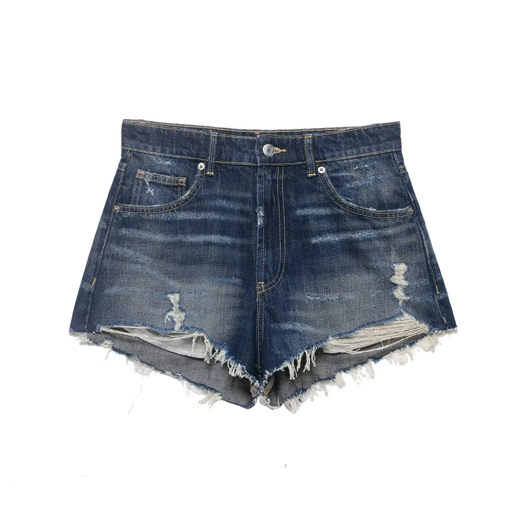 HH Women's High Waisted Denim Shorts Summer Ripped Jean Shorts Frayed Hem A-Line Casual Beach Party Hot Pants Streetwear