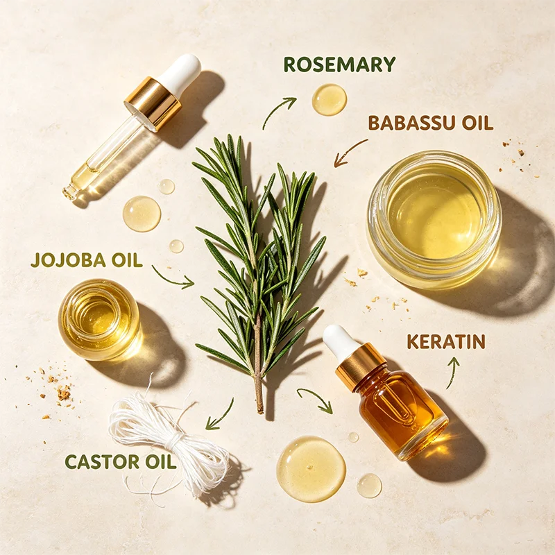 Botanical Hair Strengthening Oil Rosemary Castor Blend Moisturize Dry Hair Nourish Scalp Daily Hair Care Treatment