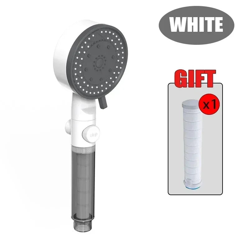 Bathing Showerhead Filtered Purify Water Filter One-Key on OFF Massage 10 Spray Modes High Pressure Shower Head Bath Accessory