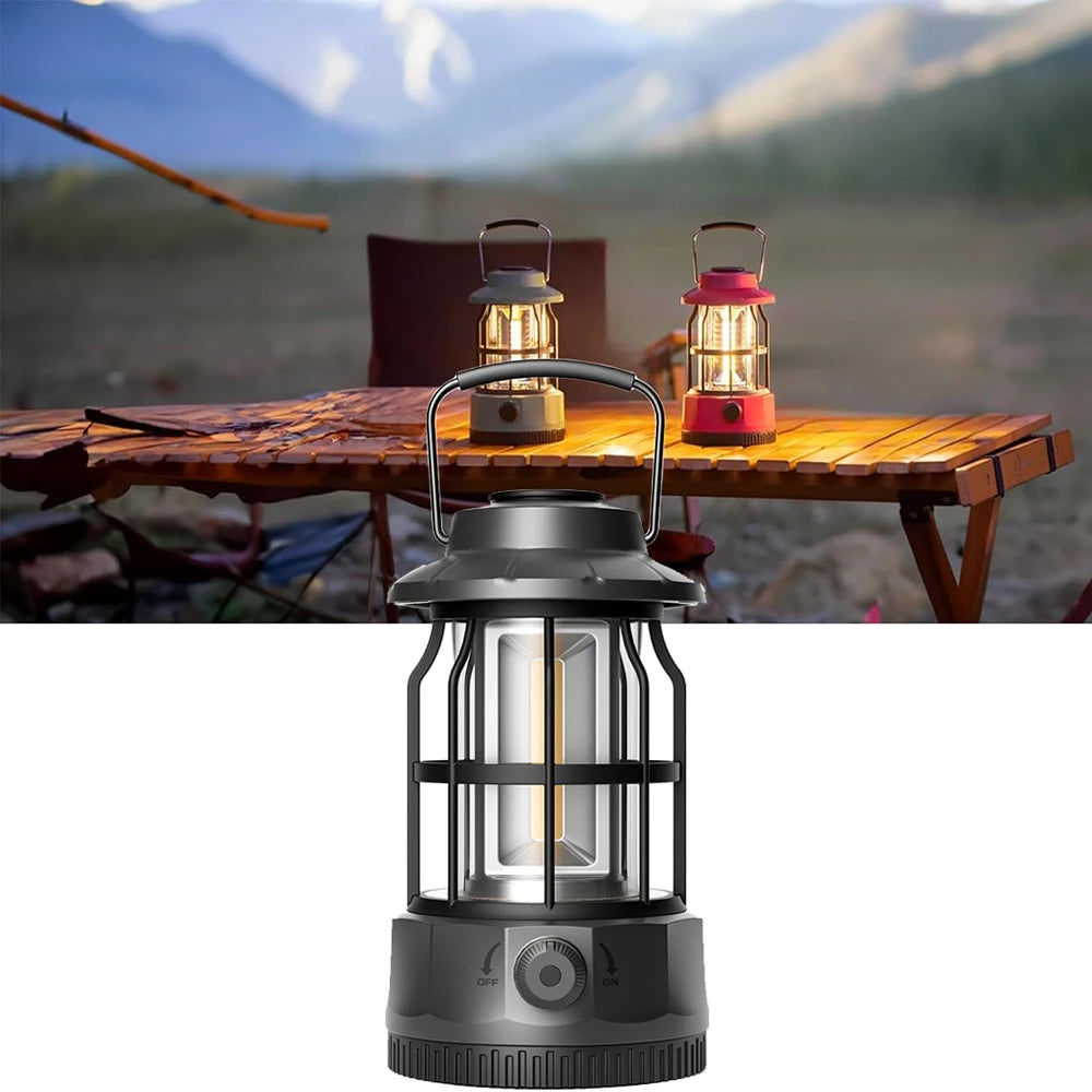 LED Camping Lantern, Vintage Metal Camp Light, Camping Lights, Portable, Outdoor Tent Bulb, Outages