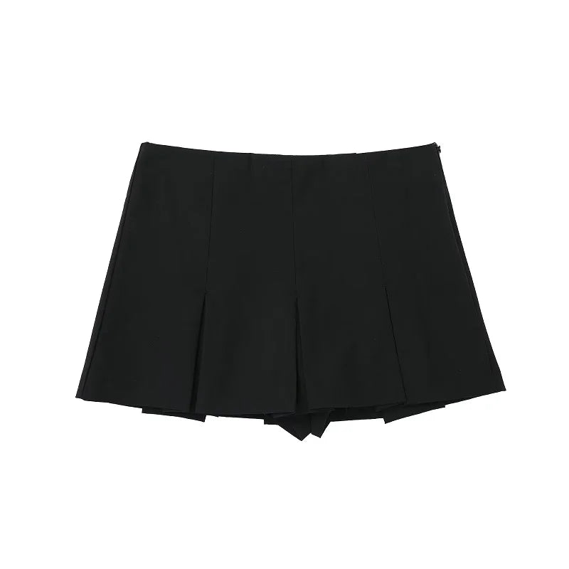 MUJER 2025 Pleated Skirt Shorts for Women High Waist Mini Shorts Women Summer Basic Skort for Women Holiday Casual Ladies Shorts