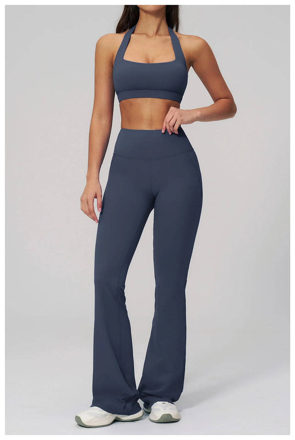 Women's Tracksuits 2PCS Flared Pants Yoga Set Gym Fitness Outfits Female Shockproof Sports Bra Yoga Workout Clothes Sports Sets
