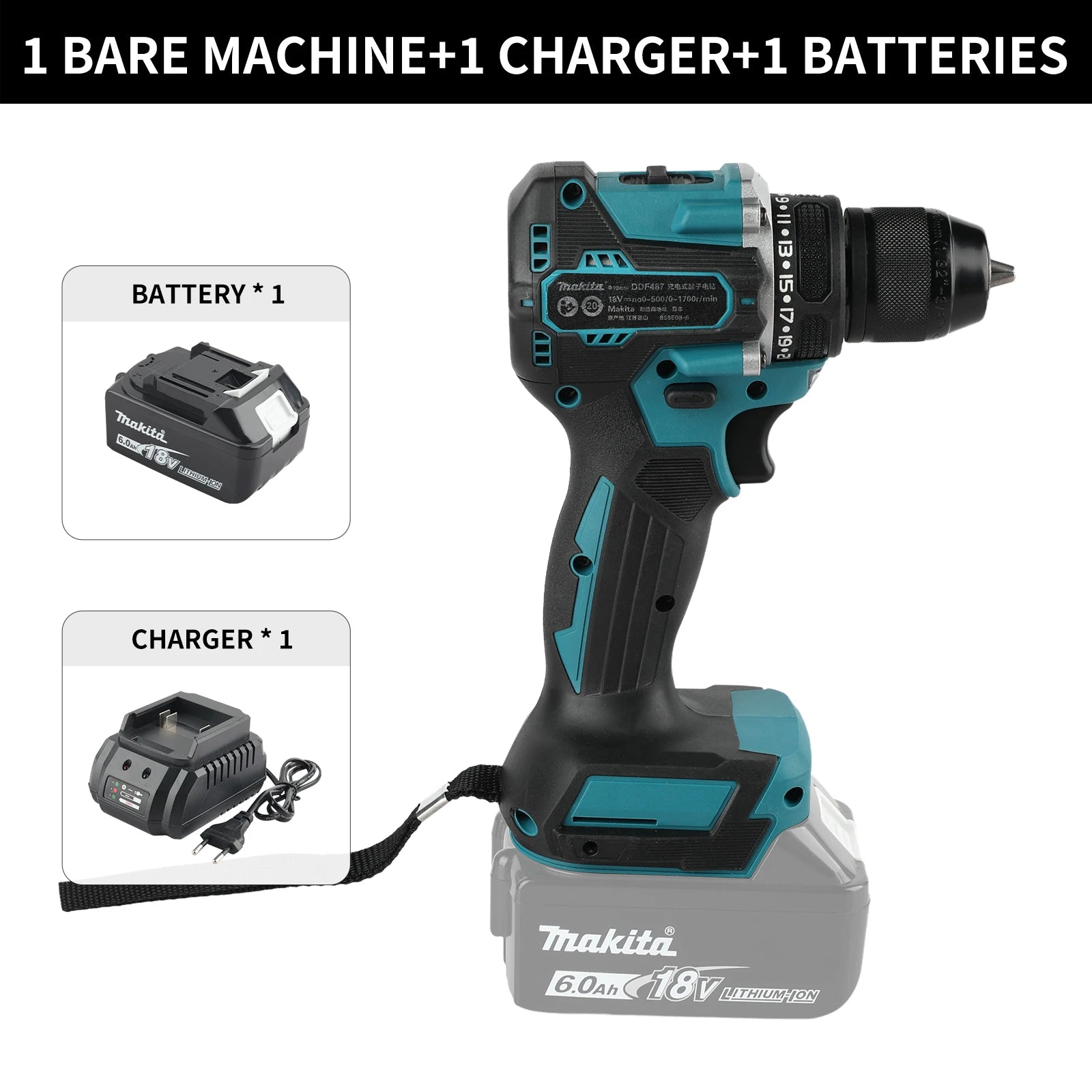 2025 New Makita DDF487 18V Cordless Brushless Drill 10mm Compact Driver for Home Renovation & DIY Craft Projects
