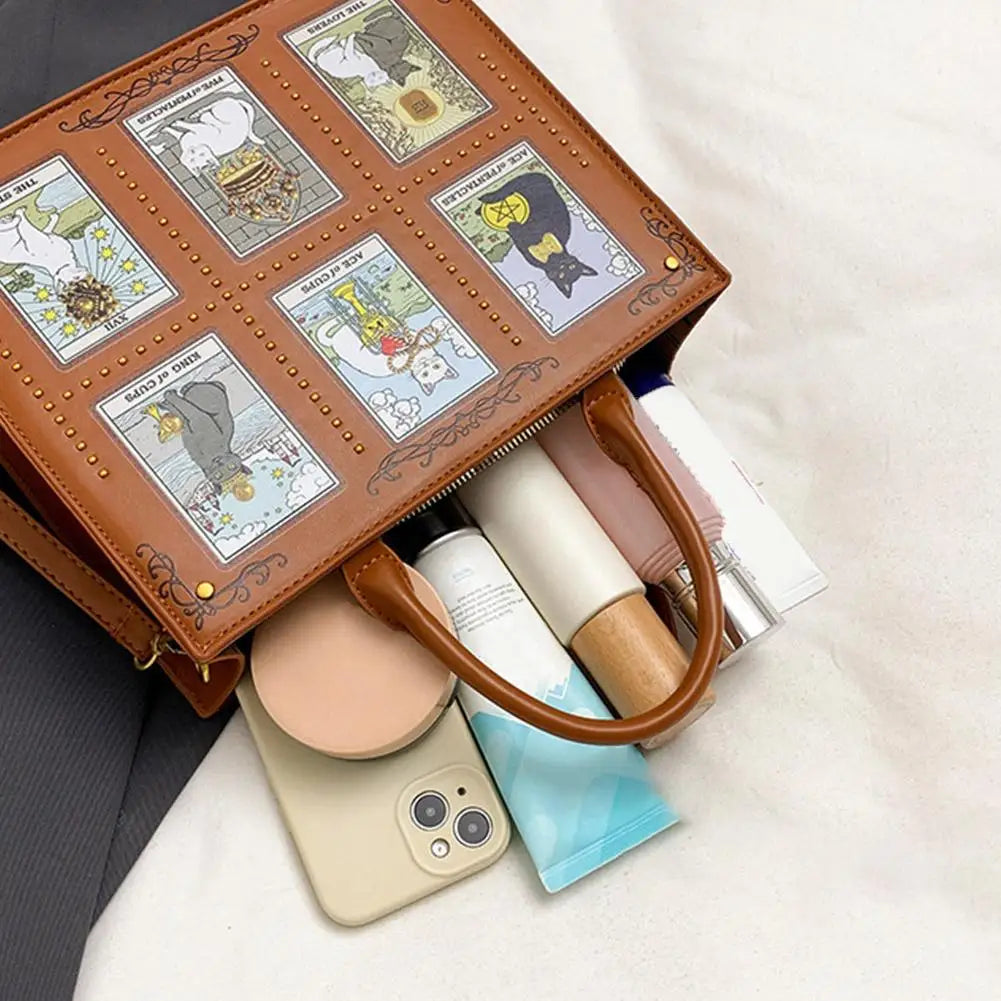 High-end Fashion Summer New Handbag With Delicate Embroidery Cat Printing Multi-layer Storage Woman Tote Bag For Dating & Daily
