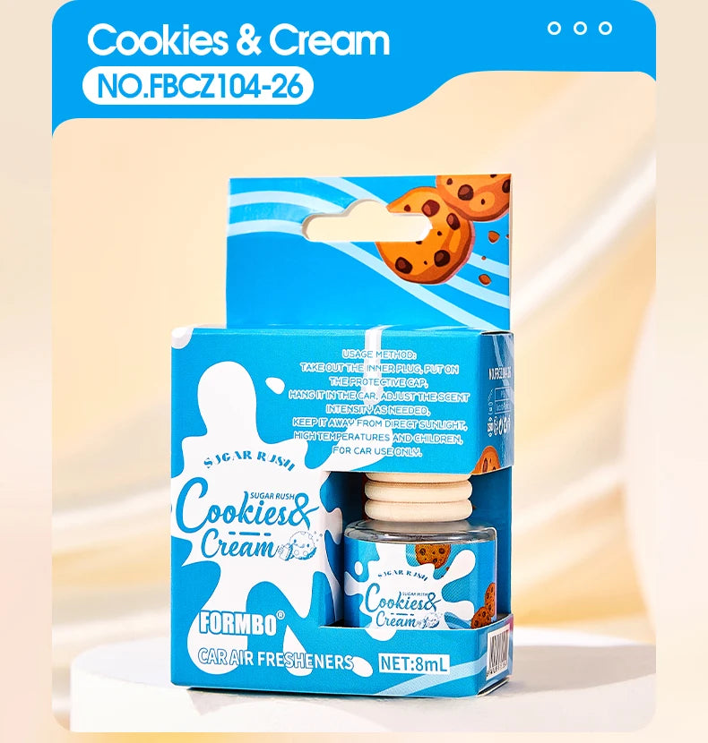 Car Air Freshener Hanging Perfume Bottle Cookies & Cream Cherry Luxe Dreamy Treats Scent Auto Rearview Mirror Pendant Deodorant