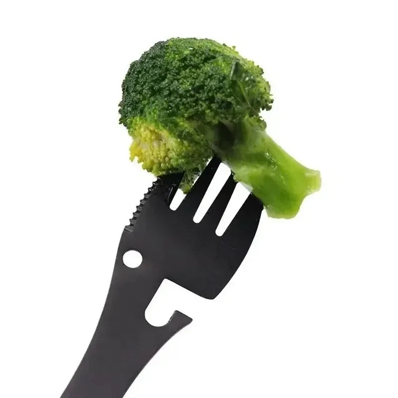 Camping Utensils Set Stainless Steel Outdoor Survival Gear 5 in 1 Tableware Travel Hiking Cutlery Fork Spoon Opener