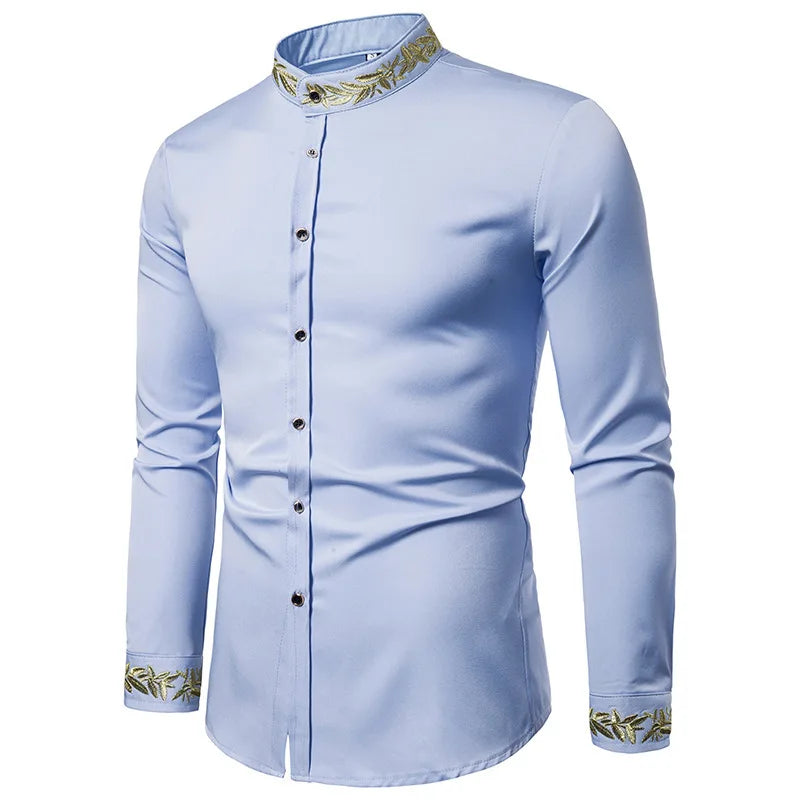 2026 Men's Summer Casual Long Sleeve Shirts Slim Fit Turn Down Collar Shirts Formal Office Business Shirts for Men Tops Big Size