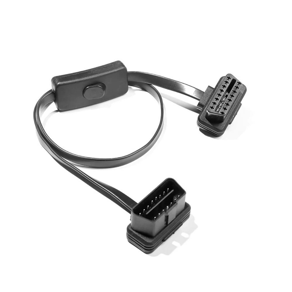 OBD2 Male to Female Right Angle Diagnostic Extension Cable 60CM with Power Switch OBD Switch Cable Diagnostic Tool