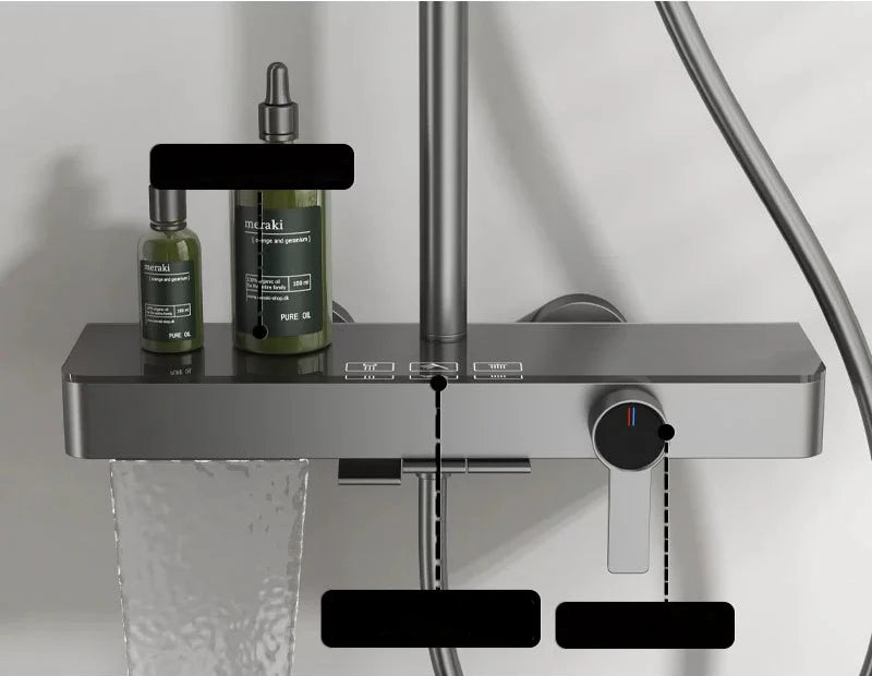Newly Hot Cold Piano Bathroom Shower Set Quality Brass Bathroom Faucet Accessories Rain Shower Head Piano Bath Shower System