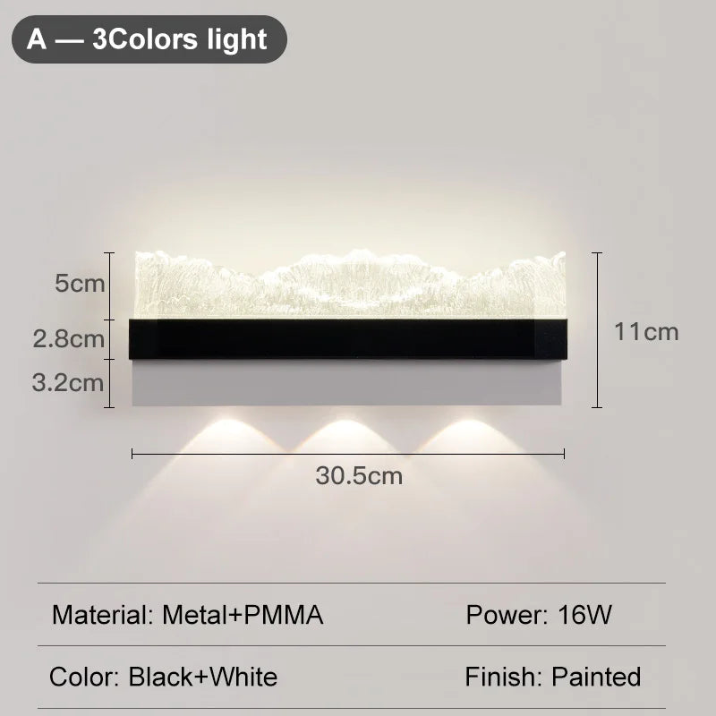 16W Creative Acrylic Textured Led Wall Light Bedroom Living room Aisle Light Long Strip New Design Art Decorative Ambient Light