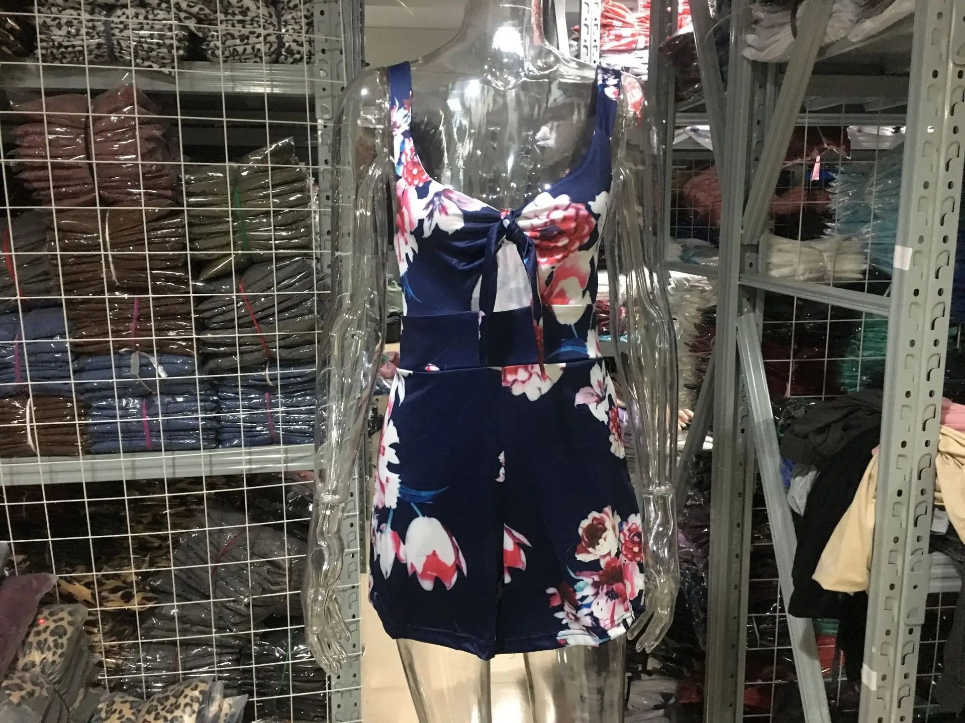 Sexy Spaghetti Strap Flower Print Jumpsuit Women Fashion Bowknot Leace-up Backless Slim Short Jumpsuits Female Trendy Streetwear
