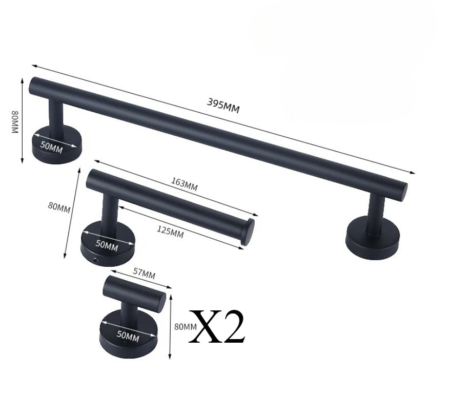 Bagnolux Stainless Steel Gun Gray Black Polished Chrome Brushed Gold Hanger Hook Towel Bar Paper Holder STURDY HANDS