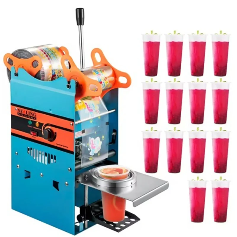 Manual Tea Cup Sealer Machine 300 Cup/h Blue Manual Boba Tea Sealer Machine 95mm Cup Diameter Cup Sealing Machine