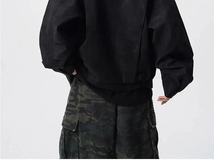 WTHT Fashion Men‘s Plush Spliced Thicken Design Loose Coats Trendy 2025 Autumn Solid Color Laple Casual Jackets Male 2A2218