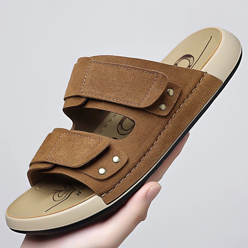 Summer Casual Mens Sandals Simple Solid Color Slippers Outdoor Wear Beach Slides Leisure Walking Shoes Versatile Male Flip-flops