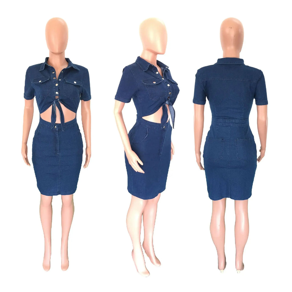 Bodycon Dress Women Denim Dresses Mom Jeans Short Sleeve Mim High Waist Vestidos Sexy Streetwear Elegant Y2k Party Club 2025