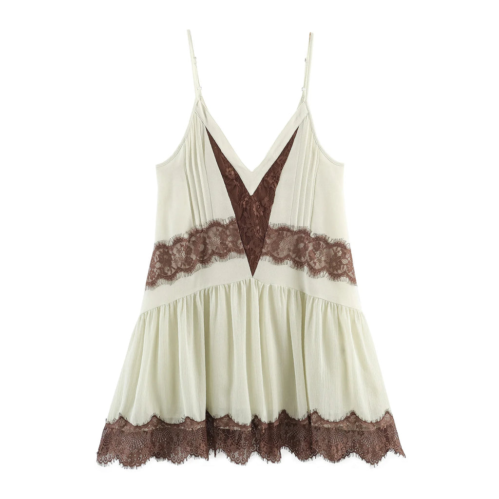 Womens Dresses Lace Slip Dress Summer 2026 Sexy Evening Dresses Ladies Mini Dress Sleeveless Backless Vestidos Splicing Dress